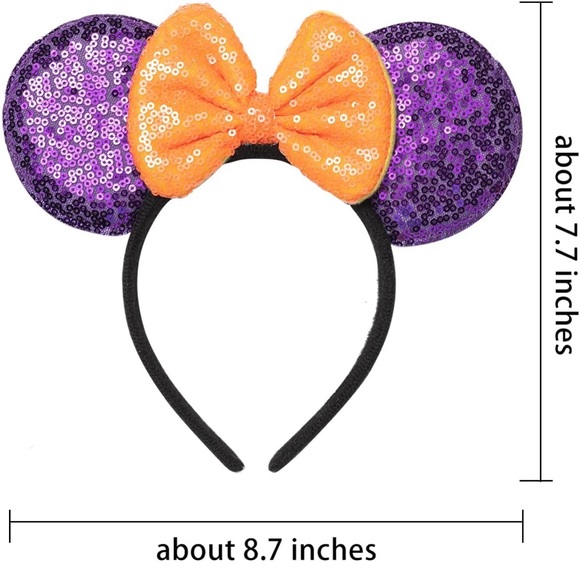 2 Purple & Orange Mickey Minnie Mouse Ears - Picture 4 of 4